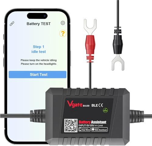 12V Batterietester KFZ, Autobatterie Tester Bluetooth 4.0, Batteriewächter 12V mit Echtzeit-Monitoring, SOARFLY Lade-/Startsystemtest & Alarm für Auto/LKW Auto Motorrad (Android & iOS)