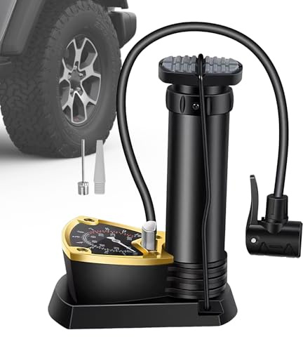 Ahuuen Foot Tire Pump - Lightweight Foot Inflator With Pressure Gauge for Car - Portable Bike Tire Compressor for Sedan Motorcycle Pickup Electric Automotive Inflatable Toys