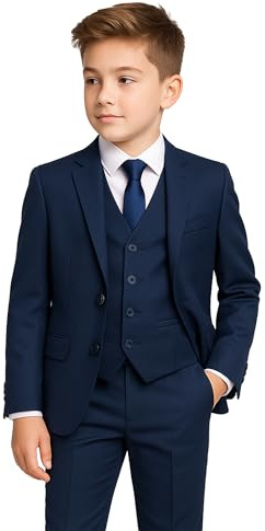 SIRRI Page Boys Navy Suit with Pick Stitching Prom Formal 3-Piece Set Age 4 Years UK