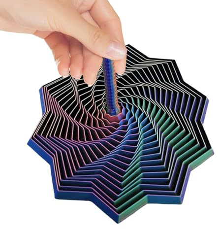 Fidget Sechseck – 15x14x5cm | Hexagon Fidget-Spielzeug | 3D-Gedruckter Sensorischer Stern | Spiralspinner Für Fingerspitzen Zur Stressreduktion, Konzentration Und Sensorischem Spiel