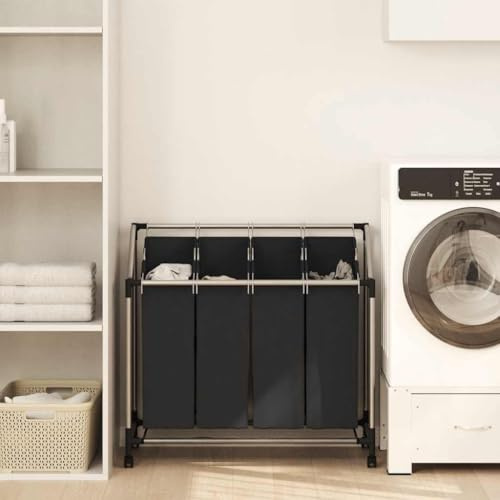 Genérico Clasificador de lavandería con 4 Bolsas de Color Gris Negro,Casa y jardín,Productos del hogar,Productos para Lavado de Ropa,Cestas para ropa-240367