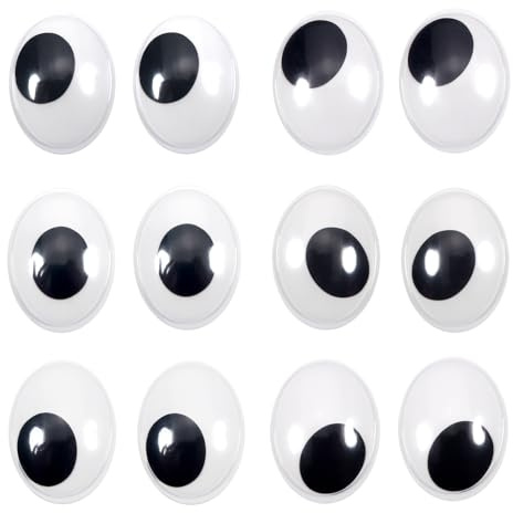 TOAOB 100 Piezas Ojos Móviles Negro 30 x 40 mm Ojos de Plástico Ovalados Autoadhesivo para Manualidades de Scrapbooking Accesorios Decoraciones y Actividades Creativas