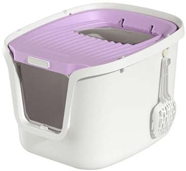 djurtoalett Kattlåda med lock täckt, halvsluten kattlåda skräp och teaser-pinne, stor for små till stora katter, lätt att installera Standard kattlådor(Medium)