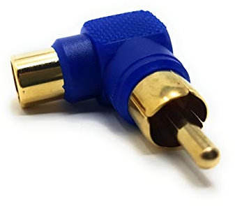 MainCore Blue Right Angle 90 Degree Single RCA Phono Male to Female Socket Plug Adapter for Cable Lead. (Blue)