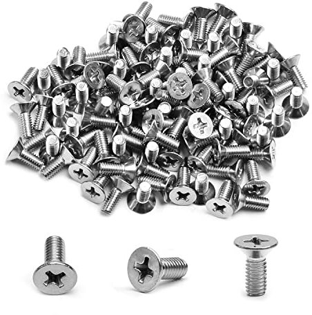 MroMax M4 x 10 mm Flachkopf-Maschinenschrauben, Kreuzschlitzschraube, 304 Edelstahl, verzinkt, 100 Stück