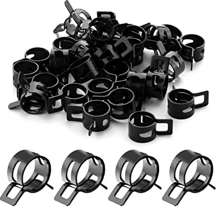 MroMax 30 Stück 13 mm ID Federband-Schlauchschellen, schwarze Schlauchschellen, passend für Kraftstoffleitungen mit 17/32 Zoll Außendurchmesser, Silikon-Vakuumschlauch, Luftschlauch und Wasserleitung,