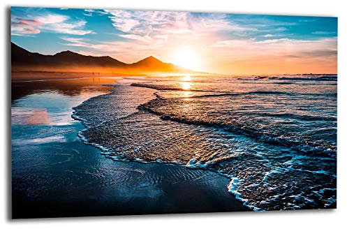 TMK, piastra di copertura per fornelli, 80 x 52 cm, 1 pezzo, copertura per piano cottura a induzione, paraschizzi in vetro, tagliere decorativo, motivo mare sole