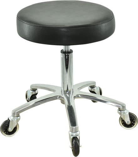 VAKON SALON - Premium Rollhocker höhenverstellbar von 50 bis 65 cm - Rundsitz- Drehhocker Arbeitshocker Praxishocker