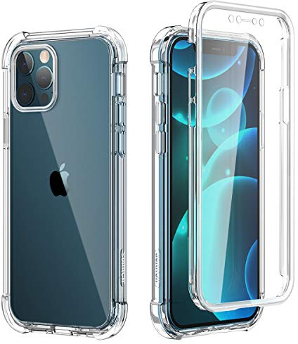 SURITCH für iPhone 12 Pro Max 6,7 Hülle Schutzhülle 360 Grad Stoßfest Durchsichtige Front Und Rückenschutz Handyhülle Transparent TPU Bumper Eingebautem Displayschutz (Klar)