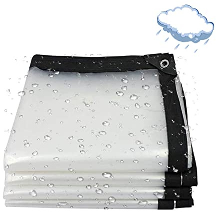 BAILR Telo Impermeabile Trasparente 2×6m/6.5×20ft, Esterno 100% Impermeabile Teloni Copertura PVC Multiuso Telo Occhiellato Pieghevole Usato per Terrazza, Arredamento da Giardino, Azienda Agricola