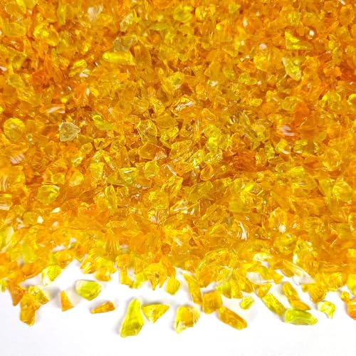 HappyFiller Easter Decoration 1.3 LB Crushed Glass Sand Broken Pieces 3-8mm Terrarium Mini Stones, Epoxy Resin Art Craft,Plant Topper Dressing,Vase Filler,Candle Holder Decor,Bright Orange
