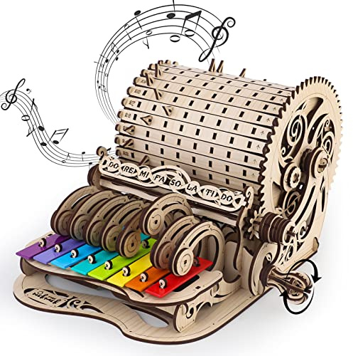 nicknack Holz 3D Puzzle Musikbox Mechanisch | Handgekurbelt Modellbausatz Holzpuzzle für Erwachsene Teenager zu Bauen
