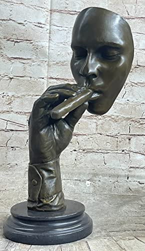 Hand Made Bronze A Man Smoking a Cigar Statue Marble Base Hand Made Figurine Art Decorative Hot Cast Deal Art by Think Bronze