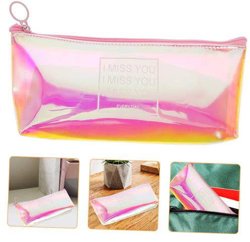 NUOBESTY Transparentes Federmäppchen Aus Pvc Mit Reißverschluss Glänzend Tragbar Schlicht Und Praktisch Für Schule Reisen Kosmetika Und Stifte Kratzfest Und Langlebig