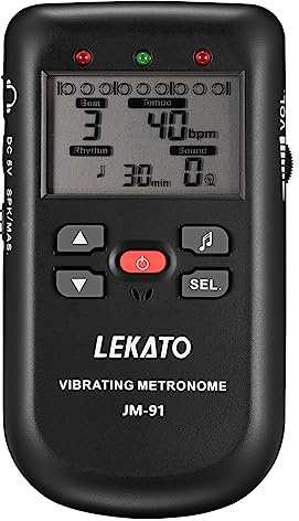 Vibrating Metronome for Piano Guitar Drum Ukulele Practice, Electronic Digital Metronome with Timer, Counts by Male/Female Vocal, by LEKATO