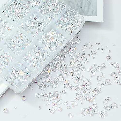 FINEASY 5130pcs Cristaux Acrylique Diamants, Décorations de Table de Mariage 3/6/10 mm, Diamants en Acrylique Transparents Clair Pierres de Strass pour Décorations de Perles de Vase