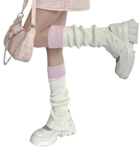 ORANDESIGNE Warme Stulpen Damen Gestrickte leg warmers y2k lange Beinwärmer für Cosplay Halloween Party und Yoga japanische sommer dünne beinstulpen Gothic socken damen C Rosa Einheitsgröße