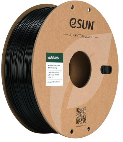 eSUN ABS+ Filament 1.75mm, ABS+HS Hochgeschwindigkeits 3D Drucker Filament Schnelligkeit ABS Plus, Maßgenauigkeit +/- 0.03mm, 1KG Spule (2.2 LBS) für 3D High Speed Drucker,Schwarz