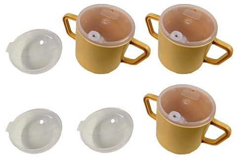 Lizzyoftheflowers 3 Pack - Sippy Cup for Adults - 250ml Non Spill Cup for Elderly. Strong, Easy Grip, 2 Handled Mug for Elderly. Two Types of No Spill Lids. Dishwasher Safe, Non BPA Plastic.