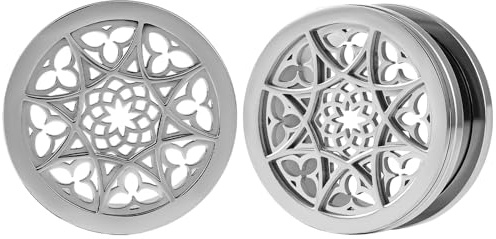 Vankula Ohr Tunnel 1 Paar Double Flared Flesh Plugs Vintage Blume Edelstahl für männer damen Ohrpiercing Schmuck 8mm bis 19mm