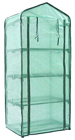 Serra a 4 ripiani, piccola serra portatile da giardino, in polietilene rinforzato, per piante domestiche, serre da giardino (senza supporto in ferro)