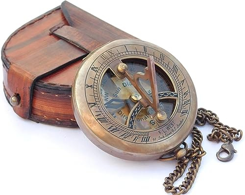 Cadran solaire en laiton - boussole à pousser - Accessoire Steampunk - Cadeau unique pour homme - Belle fait main - Horloge à cadran solaire - Horloge solaire - Horloge Steampunk pour lui - Décor