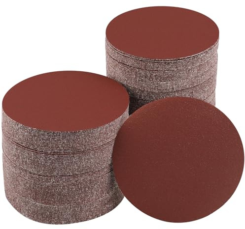 Sruhrak 100 Pièces Disque Ponçage 125mm 220 Grain Ponceuse Excentrique | Disque abrasif 125mm Sans Trous, Rond pour Ponceuse Excentrique et Meuleuse, fixation Velcro pour Bois et Métal
