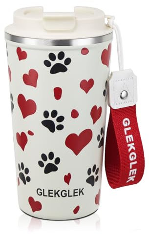 Tazza Termica da Viaggio 500ml Anti-spill Thermo Caffè Stampa Cuore Tazza Cappuccino Portatile per Regalo Ragazzo Ragazza