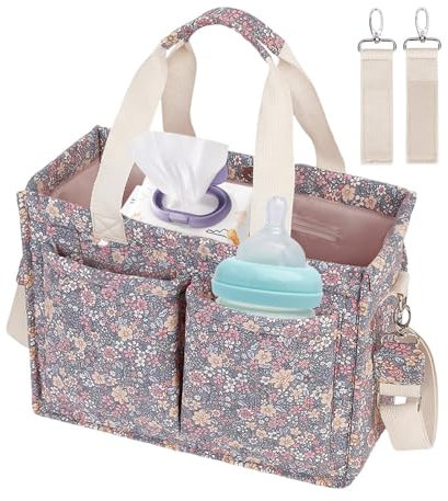 Windeltasche, Kinderwagen-Organizer | leichte Kinderwagentasche | Reisezubehör für Kinderwagentasche, Aufbewahrungsbehälter für Windeln, Feuchttücher und Spielzeug, purpur, Consulte la descripción