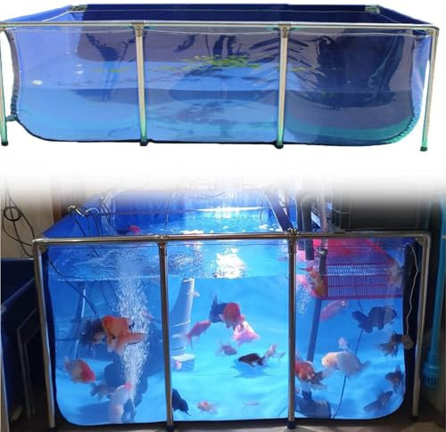 Generico Acquario Piscina Laghetto,Grande Piscina per Acquario da Interno,Piscina per Acquario autoportante con valvola di Scarico,con Telaio in Acciaio,120x80x61cm