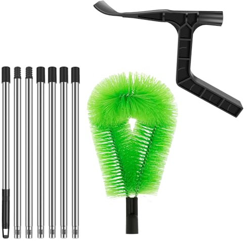Nettoyeur de gouttière 2 en 1 - Outil de nettoyage de gouttière télescopique de 280 cm avec manche à 7 sections - Outil de nettoyage de gouttière sûr pour nettoyer les feuilles et les débris