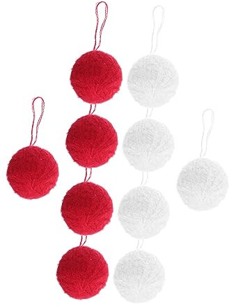PRETYZOOM 10stücke Weihnachtsbaumkugeln Aus Wollgarn Rote Und Weiße DIY-baumdekorationen Für Festival Party Und Zuhause Handgemachte Leichte Xmas Baum Ornamente