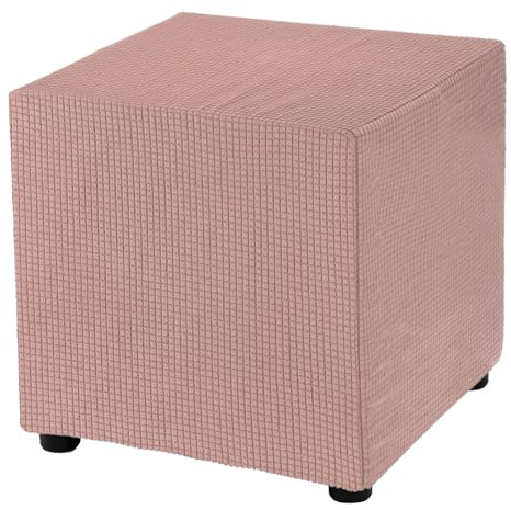 QUARKZMAN Fyrkantigt sittsäcksöverdrag 45,7 x 45,7 x 45,7 cm i Stretch Polyester Tvättbar Elastiskt Överdrag Skydd för Fotstöd för Vardagsrum Sovrum, Rosa