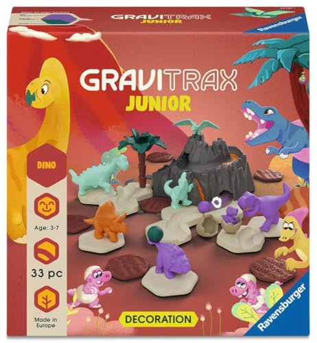 Ravensburger GraviTrax Junior Extension Dino - Kugelbahn-Erweiterung | Zubehör für GraviTrax Junior, Murmelbahn-Erweiterung, Ab 3 Jahre, Kombinierbar mit allen GraviTrax Produkten, Geschenkidee