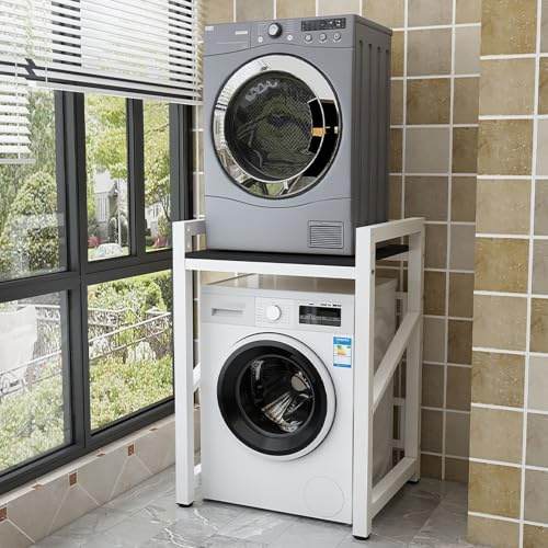 Altura Ajustable Mueble Lavadora Y Secadora Vertical Exterior,Armario De Lavadora De Tambor,Armario Lavadora Secadora,Estantería Lavadora,Kit De Apilamiento Para Lavadora,Para Entrada, Lavandería(Whit
