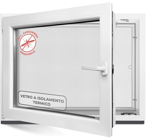 Kellerfenster 50x50 cm 2 fach Verglasung - Alle Größen Kunststofffenster 60mm Profil -Din Links- BxH: 500x500mm Perfekt für Fenster Gartenhaus, Garagenfenster, Hauskeller mit Dreh-Kipp System