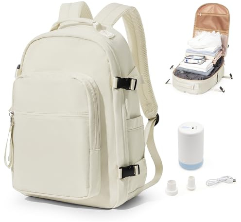 bergsalz Mochila Viaje Al Vacío con Bomba, Mochila de Compresión Al Vacío, Cabina Avión 45x36x20, Mochila Equipaje de Mano Ryanair Beis