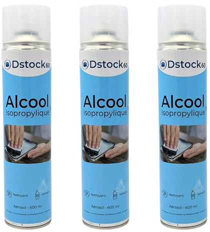 DSTOCK60 - Lot de 3 - Alcool isopropylique 99° aérosol – 600ml – Parfait comme nettoyant, solvant et dégraissant