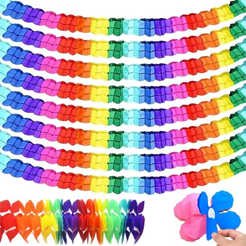 GIUSOBG 8 STK Papiergirlanden Bunt Girlande Papier Karneval Girlanden Bunt | 3M Hängenden Deko Garlanden Hängenden Partygirlanden Party Geburtstag Hochzeit Karneval Fasching Partygirlanden Deko (Farbe)