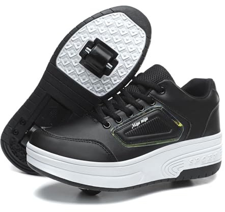 Roller Skate Shoes Rollschuhe Schuhe Mit Rollen Skateboardschuhe,Inline-Skate, verstellbar Damen Schuhe mit Rollen für mädchen,Laufen Skateboard,Inline Rollschuhe, Schwarz-40 EU