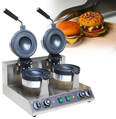 Burger Machine Commercial Waffle Maker Warmer,HamMaker 1300W,Ice Cream Baker,Electric Ice Cream Cone Maker,50~300℃ Adjustable Temperature