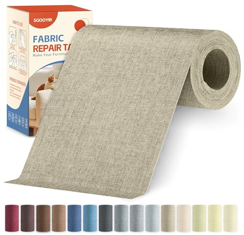 Flicken Selbstklebend Stoff Dunkles Beige, 10x200cm Stoffflicken Selbstklebend Reparaturflicken, Leinenstoff Patches Reparaturset für Möbel, Autositze, Kleidung, Polsterbezüge, Stühle, Sofas, Kissen