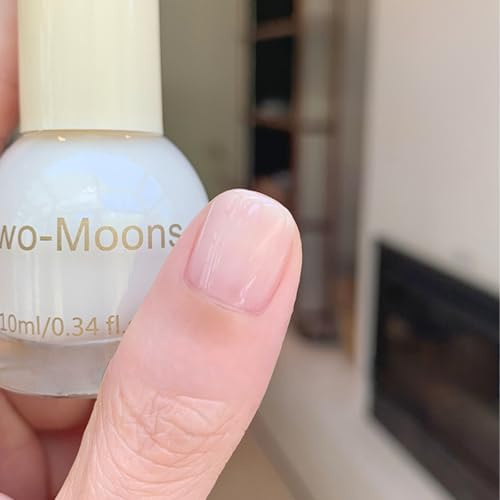 Milky White Nail Polish - Sheer Jelly Nail Polish - Natural Color Translucent White Nail Varnish - 60 Seconds Quick Dry No UV Needed Breathable Long Last Nail Varnish For Women DIY Manicure Home