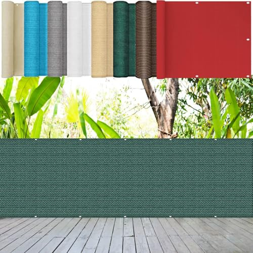Pantalla de Balcón 120 x 750 cm 220G/M² Densidad HDPE UV Protección Transpirable, Fácil Instalación Pantalla HDPE para Balcón para Jardín, Vayas O Piscina, Verde Oscuro
