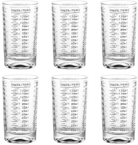 LOLYSIC 120ML SchnapsgläSer Messbecher Klein Glas Messbecher Mit Waage, Backen Messzylinder Mini Espresso Schnapsgläser für Küche, Bar, Party, Cocktail, Tequila, Wodka (Schwarz)