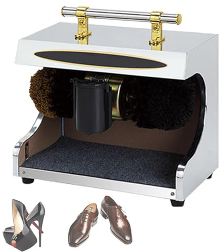 FBJAMZ Machine à cirer Les Chaussures électrique, cireuse de Chaussures Automatique Utilisation pour la Famille, l'hôtel, la Banque, Le Commercial (Silver)