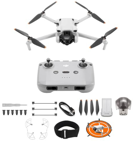DJI Mini 3, Leichte und Faltbare (Propellerschutz + Landeplatz) | Mini-Kameradrohne 4K HDR-Video, 38 min Flugzeit, echten vertikalen Aufnahmen und intelligenten Funktionen, C0