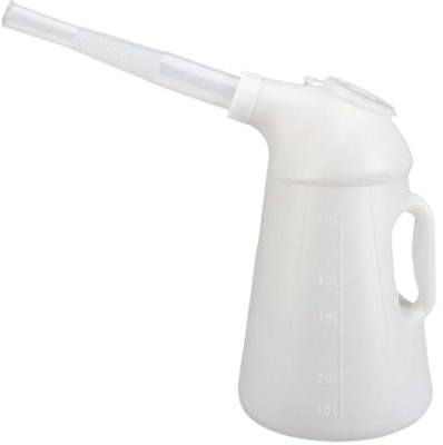 Caraffa dell'olio con beccuccio per fluidi motore, contenitore dosatore sicuro, materiale HDPE a prova di perdite, design con beccuccio esteso, coperchio antipolvere, manico ergonomico (1,2 l, 2 l, 3