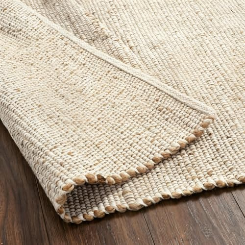 VEVARA HOMES Natural Cotton Jute Area Rug 9x12 Feet – Extra Large Handwoven Vintage Rustic Bohemian Décor Farmhouse Rug for Bedroom, Living Room & Dining Room