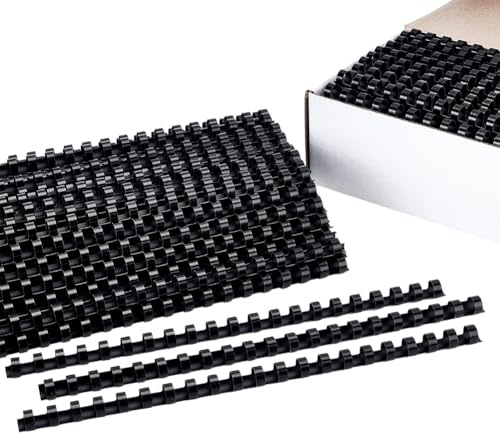 GOMAKERER 200 Stück Kunststoff Bindekammrücken, 12mm Breite 21 Ring Bindekämme Aus Kunststoff Für Notizbücher Kalender Bilder Geeignet Für Schüler Und Kollegen